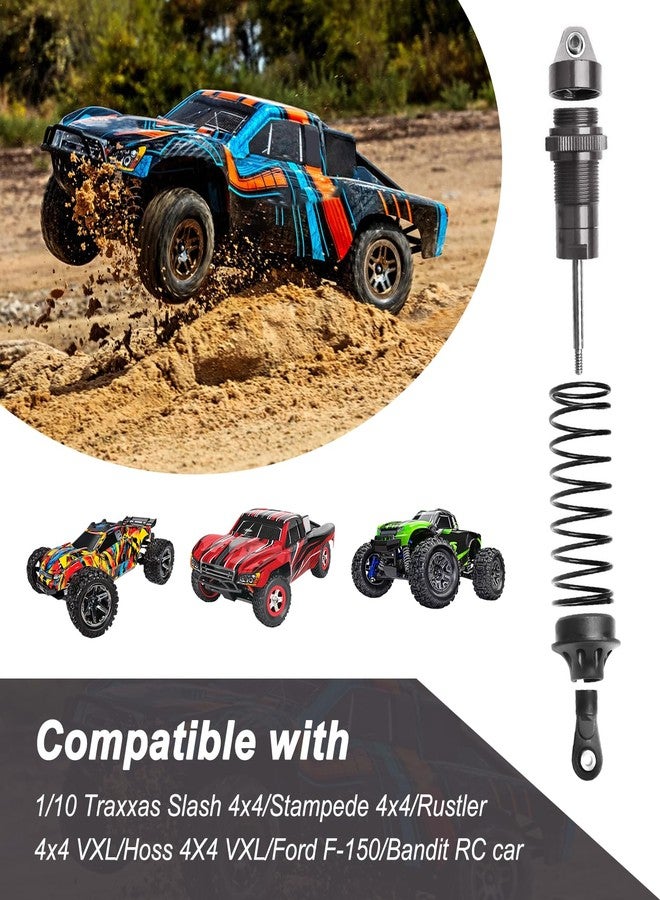 AllinRC 4PCS Aluminum Front & Rear RC Shocks for 1/10 Traxxas Slash 4x4 Compatible with Rustler Stampede Hoss 4WD Replace 5862 (Gray) - Image 3